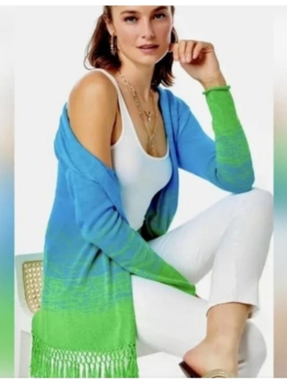 Lilly Pulitzer Tatun Ombre Cardigan With Fringe